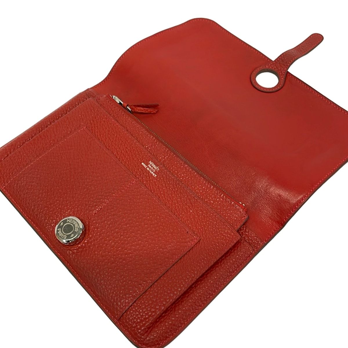 Hermes Wallet Dogon GM Vermillion Silver — view 3