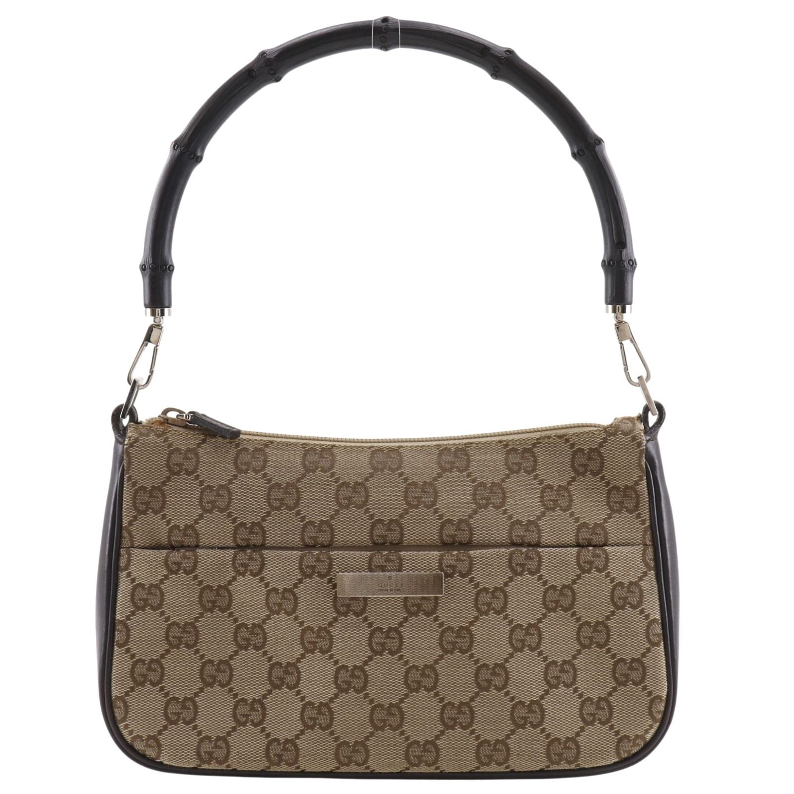 Gucci Bamboo 001.387 GG Canvas Brown Shoulder