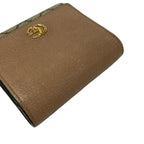 Gucci Bifold Wallet GG Marmont Plus Supreme Pink Beige Dark Brown L-shaped — view 9