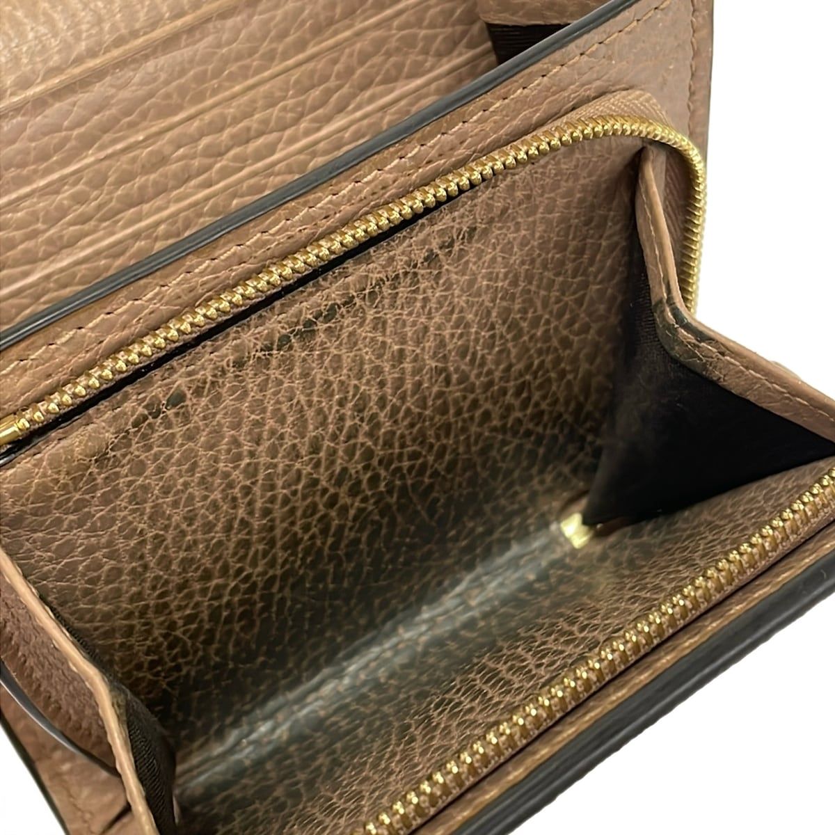 Gucci Bifold Wallet GG Marmont Plus Supreme Pink Beige Dark Brown L-shaped — view 5