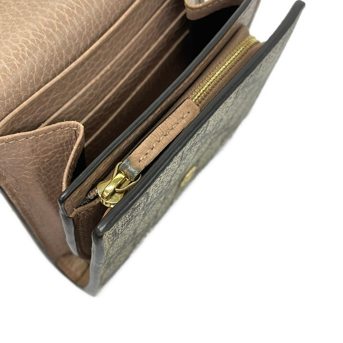 Gucci Bifold Wallet GG Marmont Plus Supreme Pink Beige Dark Brown L-shaped — view 8
