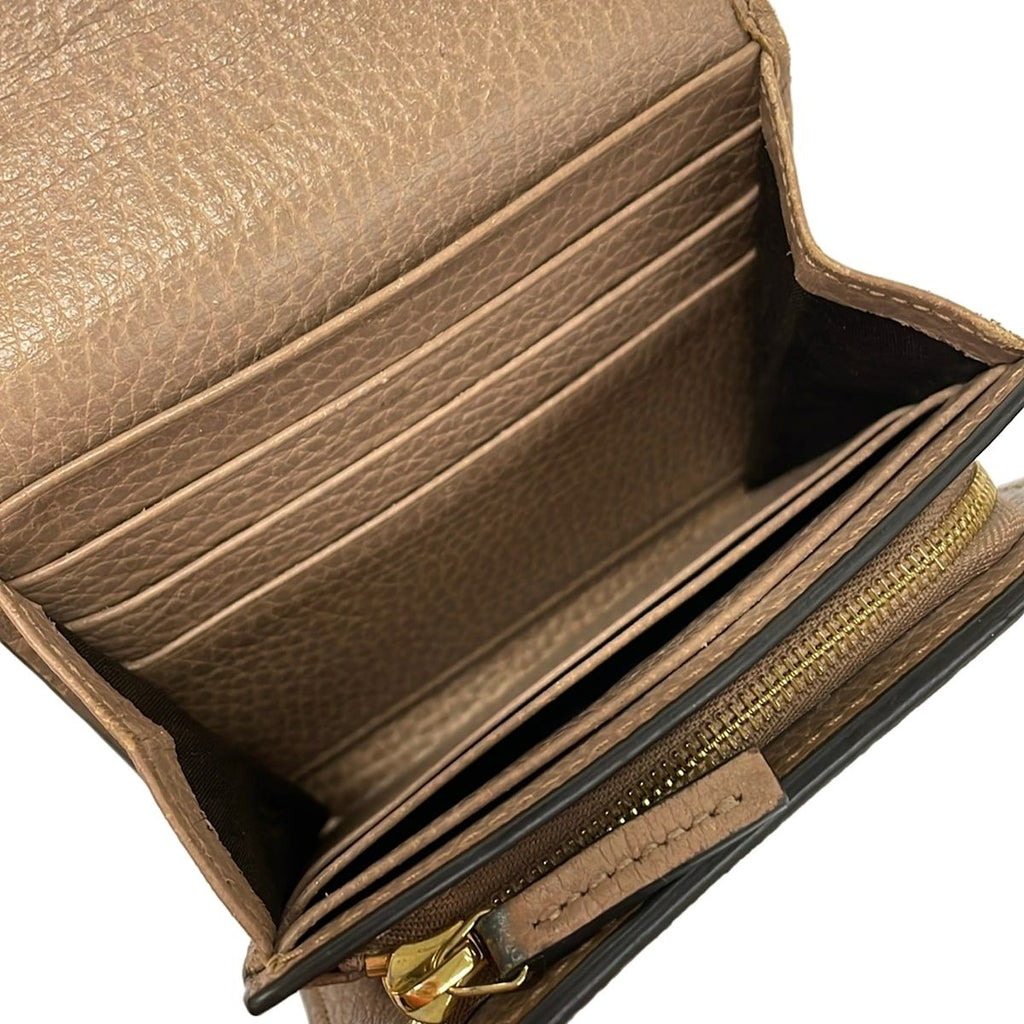 Gucci Bifold Wallet GG Marmont Plus Supreme Pink Beige Dark Brown L-shaped — view 4
