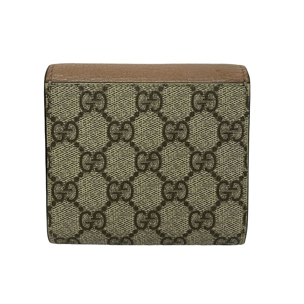 Gucci Bifold Wallet GG Marmont Plus Supreme Pink Beige Dark Brown L-shaped — view 2