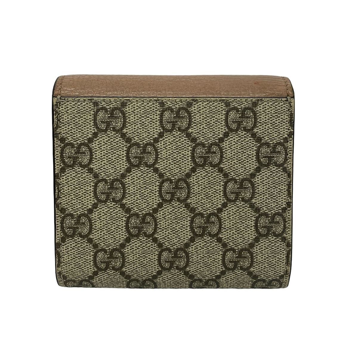 Gucci Bifold Wallet GG Marmont Plus Supreme Pink Beige Dark Brown L-shaped — view 2