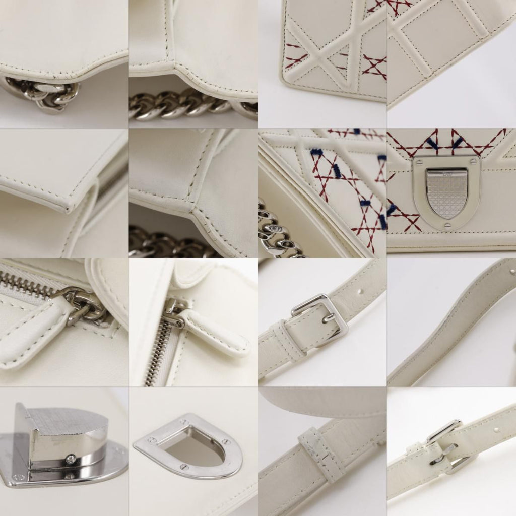 Dior Diorama Large Cannage Chain Shoulder Calf White — view 9