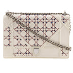 Dior Diorama Large Cannage Chain Shoulder Calf White