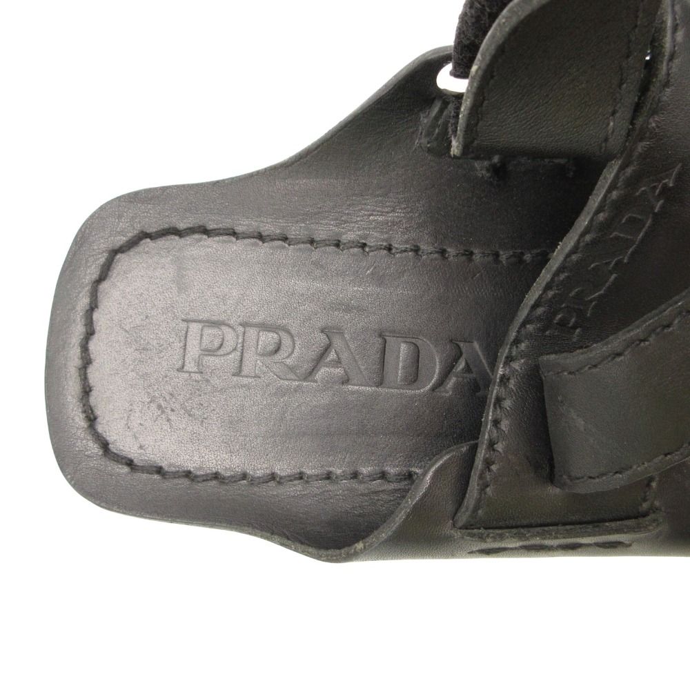Prada Sandals Logo Leather Shoes Black 7 — view 4