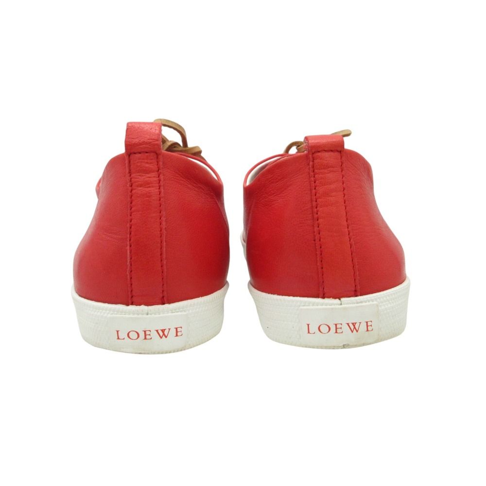 Loewe Sneakers Leather Lace Up Pointed Toe Shoes Red — view 5