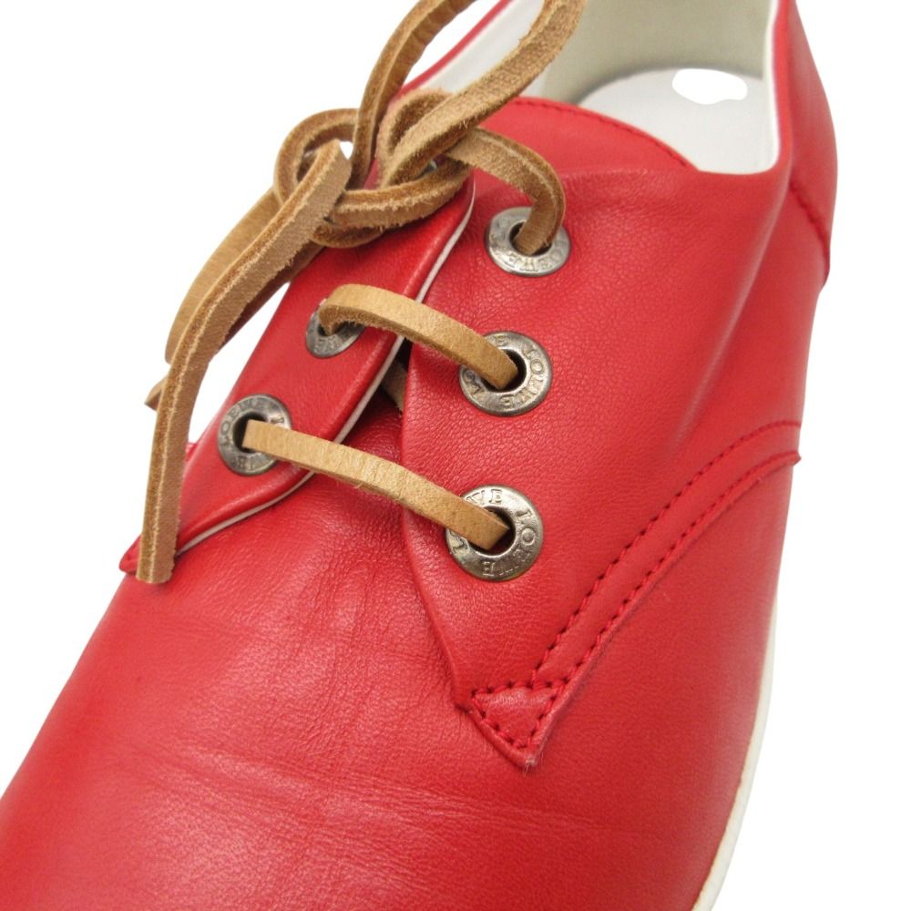 Loewe Sneakers Leather Lace Up Pointed Toe Shoes Red — view 8