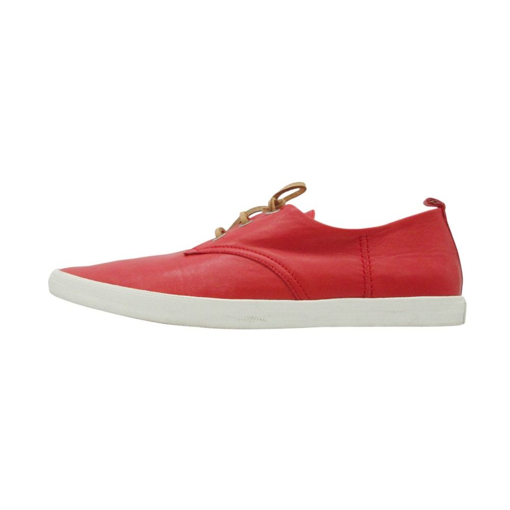 Loewe Sneakers Leather Lace Up Pointed Toe Shoes Red — view 2