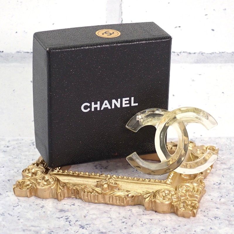 Chanel CC Logo Brooch Acrylic Clear Vintage