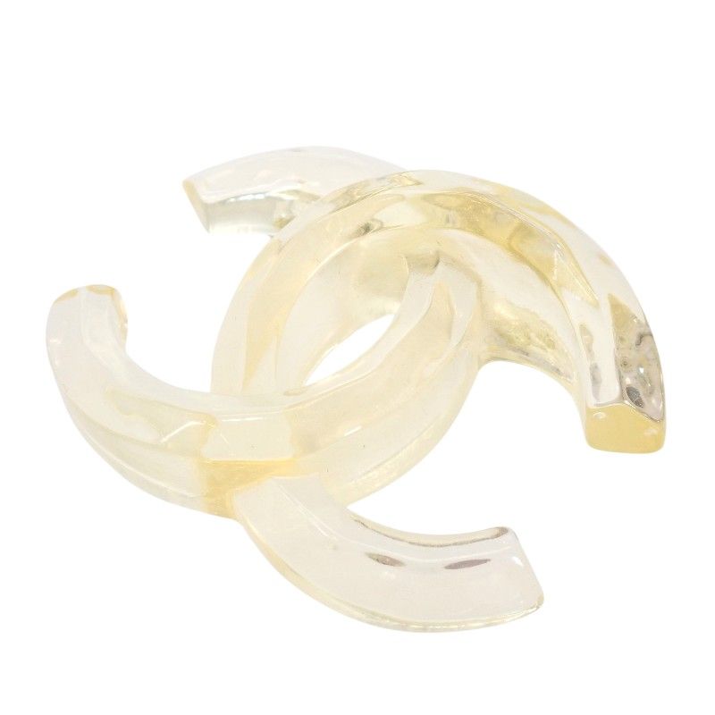 Chanel CC Logo Brooch Acrylic Clear Vintage — view 3