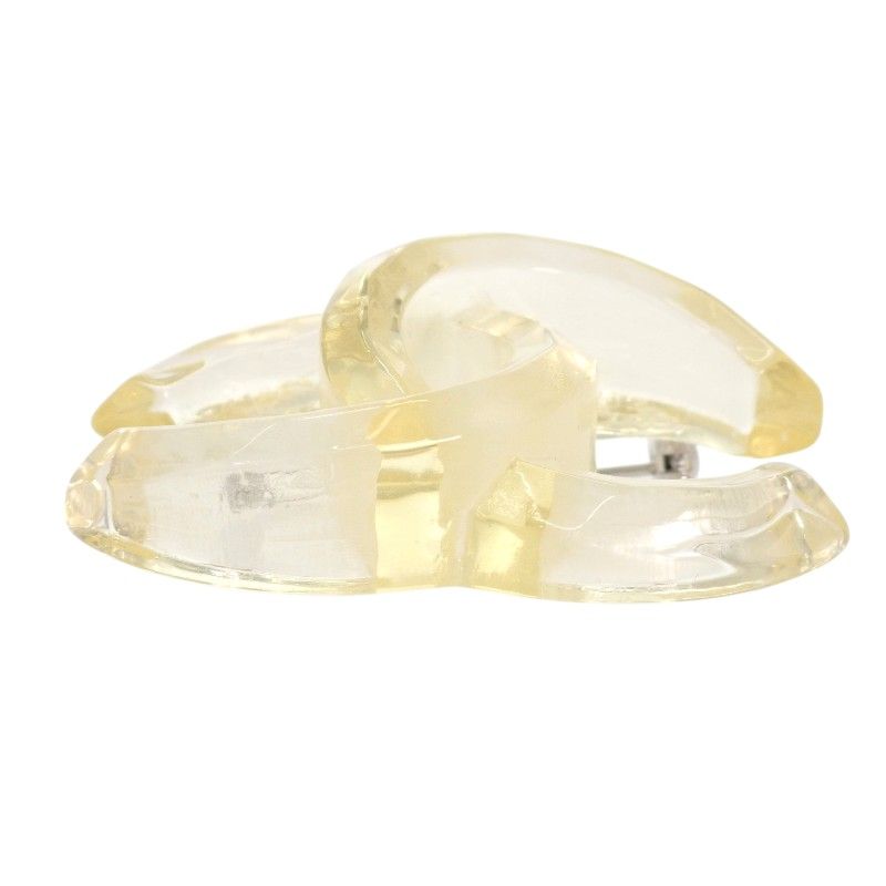 Chanel CC Logo Brooch Acrylic Clear Vintage — view 7