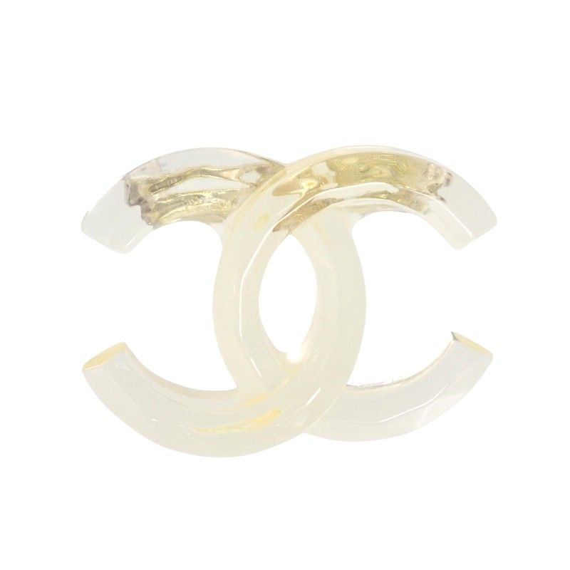 Chanel CC Logo Brooch Acrylic Clear Vintage — view 2