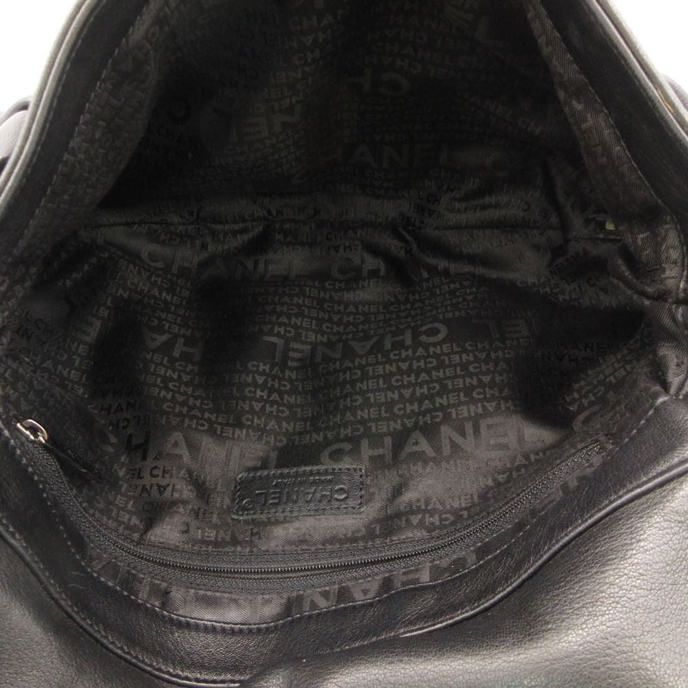 Chanel Shoulder Bag CC Logo Lambskin Chain One Handle Purse Black — view 7
