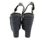 Louis Vuitton Sandals Monogram Denim Wedge Sole Espadrilles Jute Sling Back — view 5