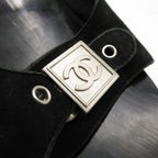 Chanel Sports Line Sandals Square CC Logo Silver Studded Punch Hole Belt — view 9