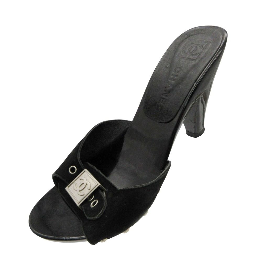 Chanel Sports Line Sandals Square CC Logo Silver Studded Punch Hole Belt