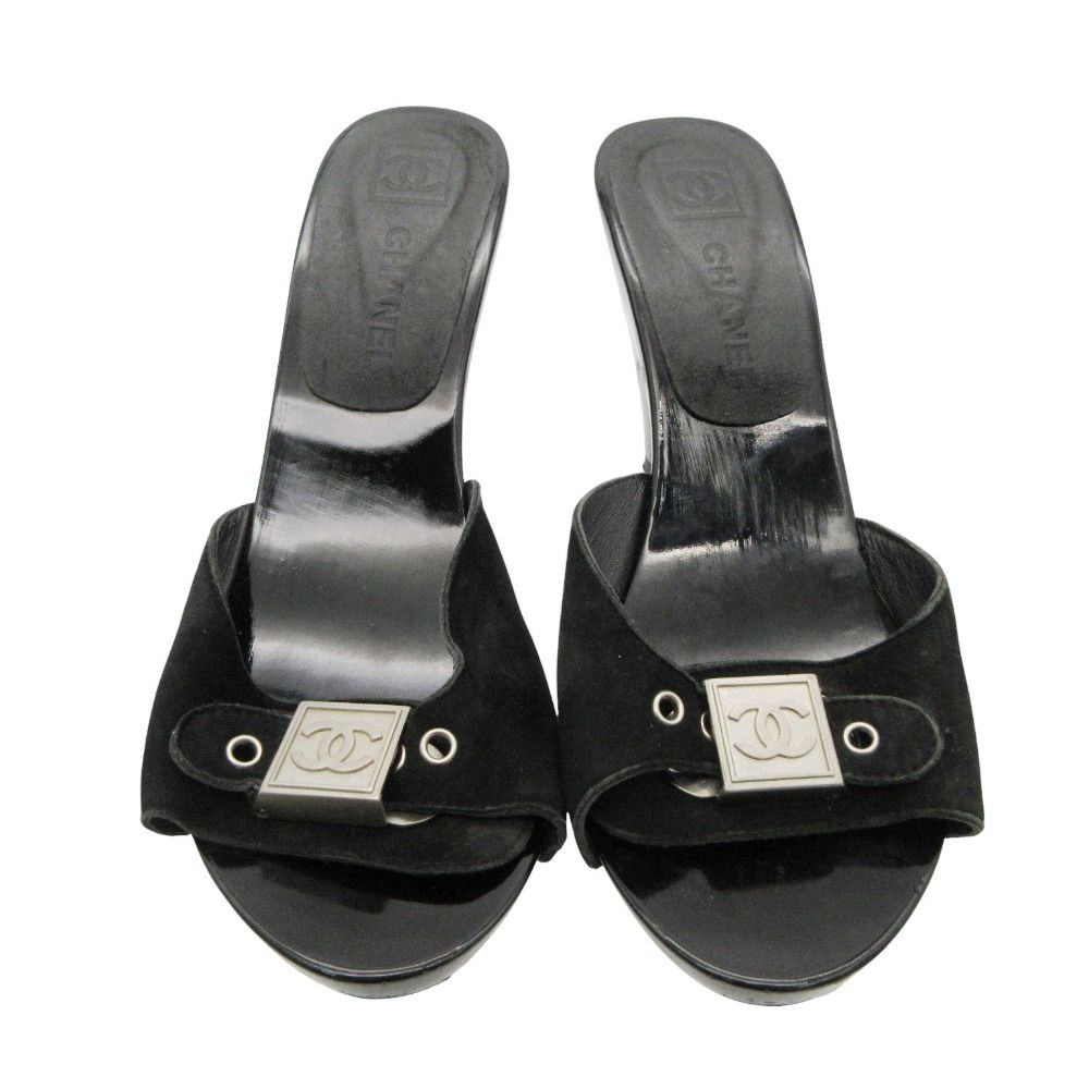 Chanel Sports Line Sandals Square CC Logo Silver Studded Punch Hole Belt — view 4