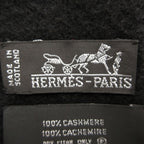 Hermes Scottish Scarf Cashmere Large Fringe Shawl One Point Logo Embroidery — view 4