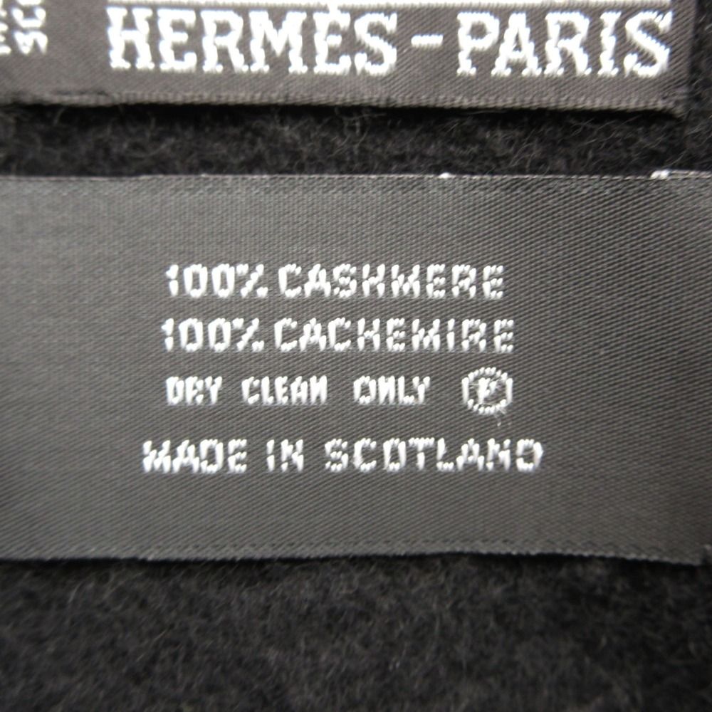 Hermes Scottish Scarf Cashmere Large Fringe Shawl One Point Logo Embroidery — view 5
