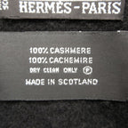 Hermes Scottish Scarf Cashmere Large Fringe Shawl One Point Logo Embroidery — view 5