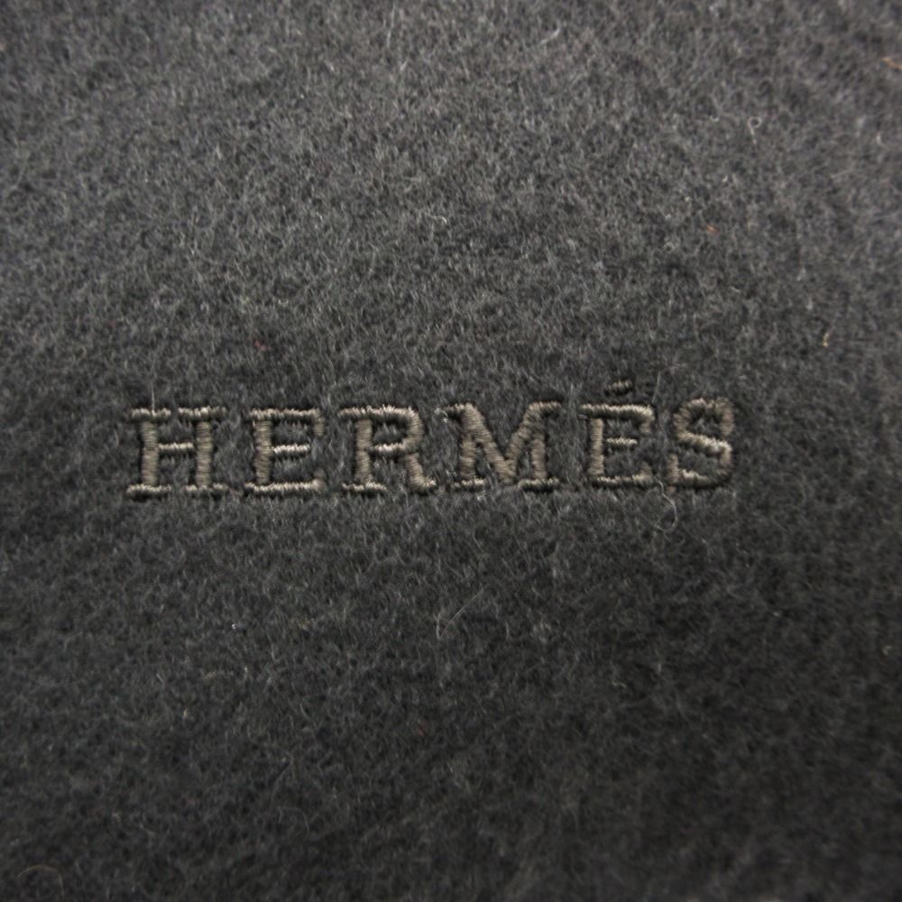 Hermes Scottish Scarf Cashmere Large Fringe Shawl One Point Logo Embroidery — view 3