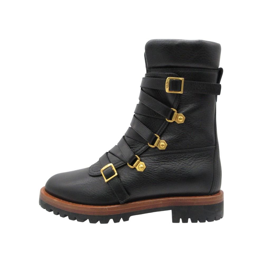 Dior Boots Leather Wildior J'adore Ankle Side Zip Black