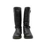 Fendi Boots Leather Engineer Shoes with Inner Fur Black — view 3
