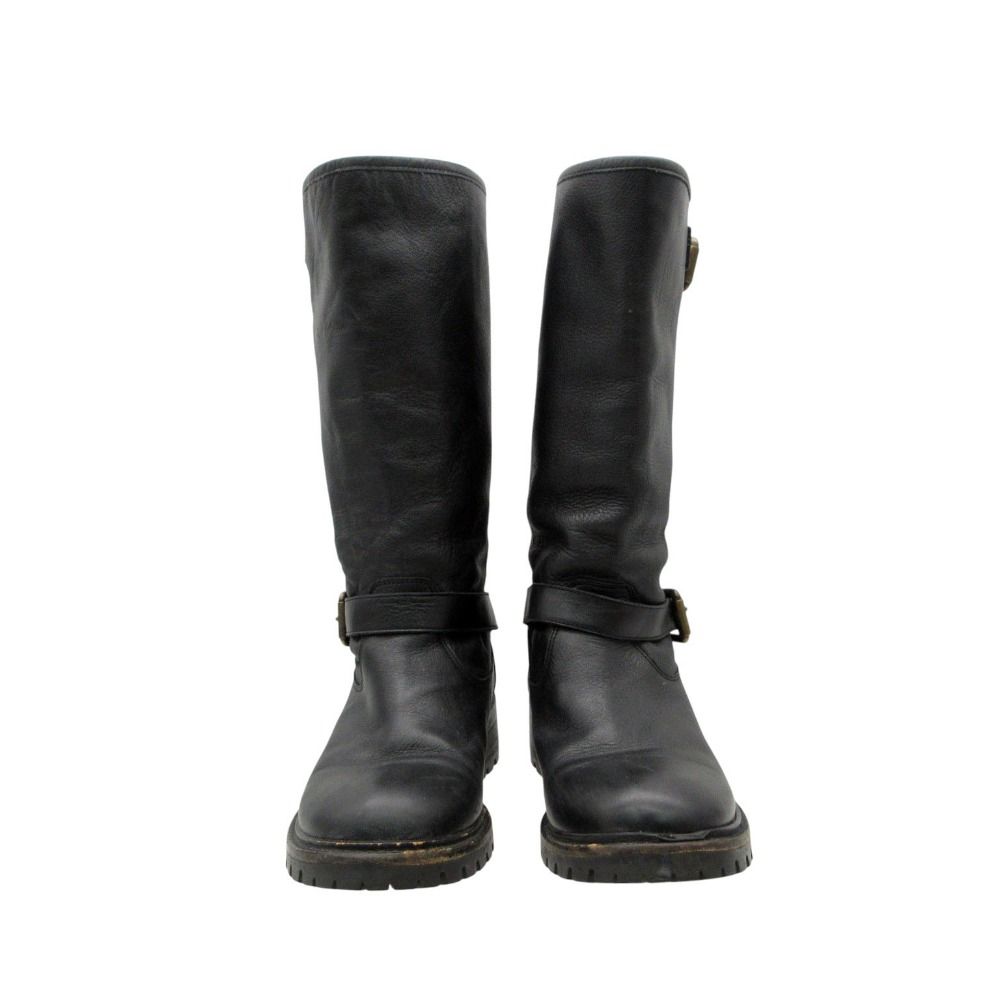 Fendi Boots Leather Engineer Shoes with Inner Fur Black — view 3
