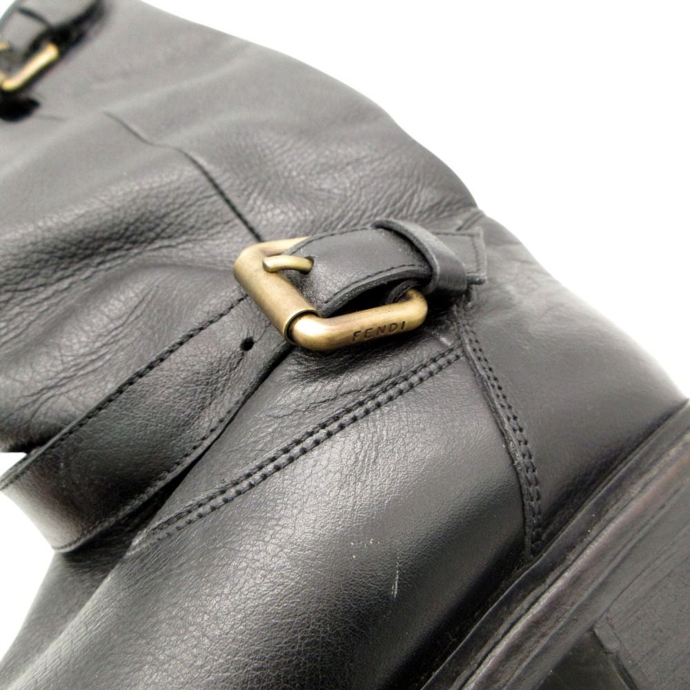 Fendi Boots Leather Engineer Shoes with Inner Fur Black — view 7