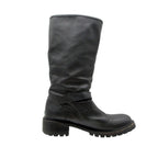 Fendi Boots Leather Engineer Shoes with Inner Fur Black — view 2