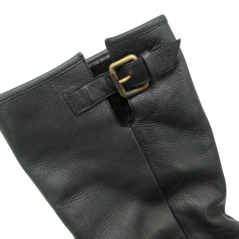 Fendi Boots Leather Engineer Shoes with Inner Fur Black — view 8