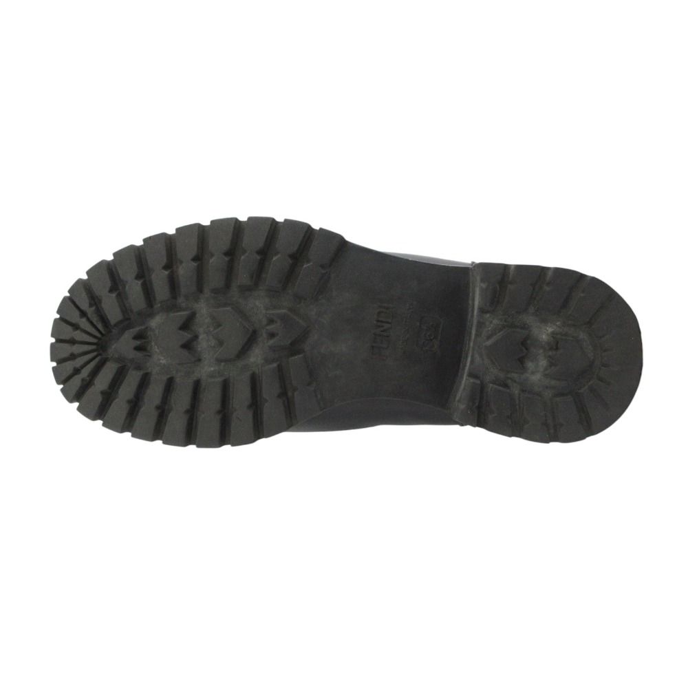 Fendi Boots Leather Engineer Shoes with Inner Fur Black — view 6