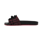 Chanel Sandals Shower Tweed Fabric CC Logo Camellia Black Pink — view 2