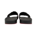 Chanel Sandals Shower Tweed Fabric CC Logo Camellia Black Pink — view 5