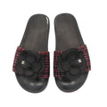 Chanel Sandals Shower Tweed Fabric CC Logo Camellia Black Pink