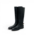 Dior Boots Long Shoes Leather Black Gold Logo