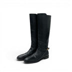 Dior Boots Long Shoes Leather Black Gold Logo