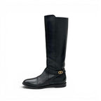 Dior Boots Long Shoes Leather Black Gold Logo — view 3