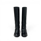 Dior Boots Long Shoes Leather Black Gold Logo — view 2