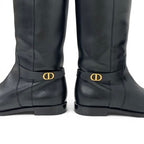 Dior Boots Long Shoes Leather Black Gold Logo — view 9