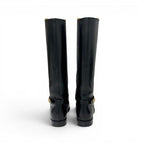 Dior Boots Long Shoes Leather Black Gold Logo — view 5