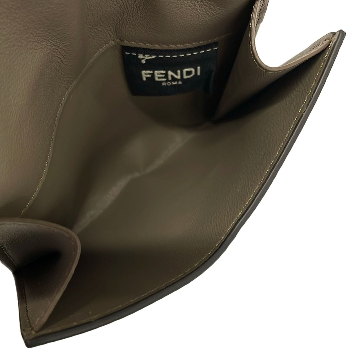 Fendi Bifold Wallet Peekaboo Gray Beige Leather — view 4