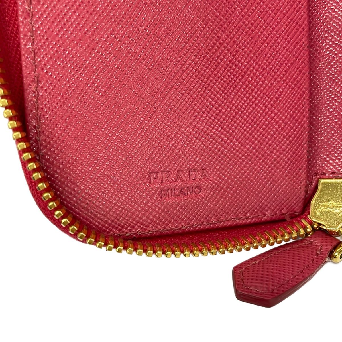 Prada Key Case Pink 6 Hook Zip Around Leather Key Holder — view 4