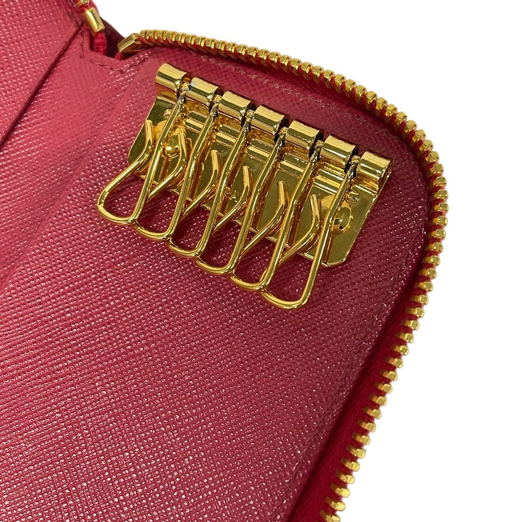 Prada Key Case Pink 6 Hook Zip Around Leather Key Holder — view 5
