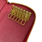 Prada Key Case Pink 6 Hook Zip Around Leather Key Holder — view 5