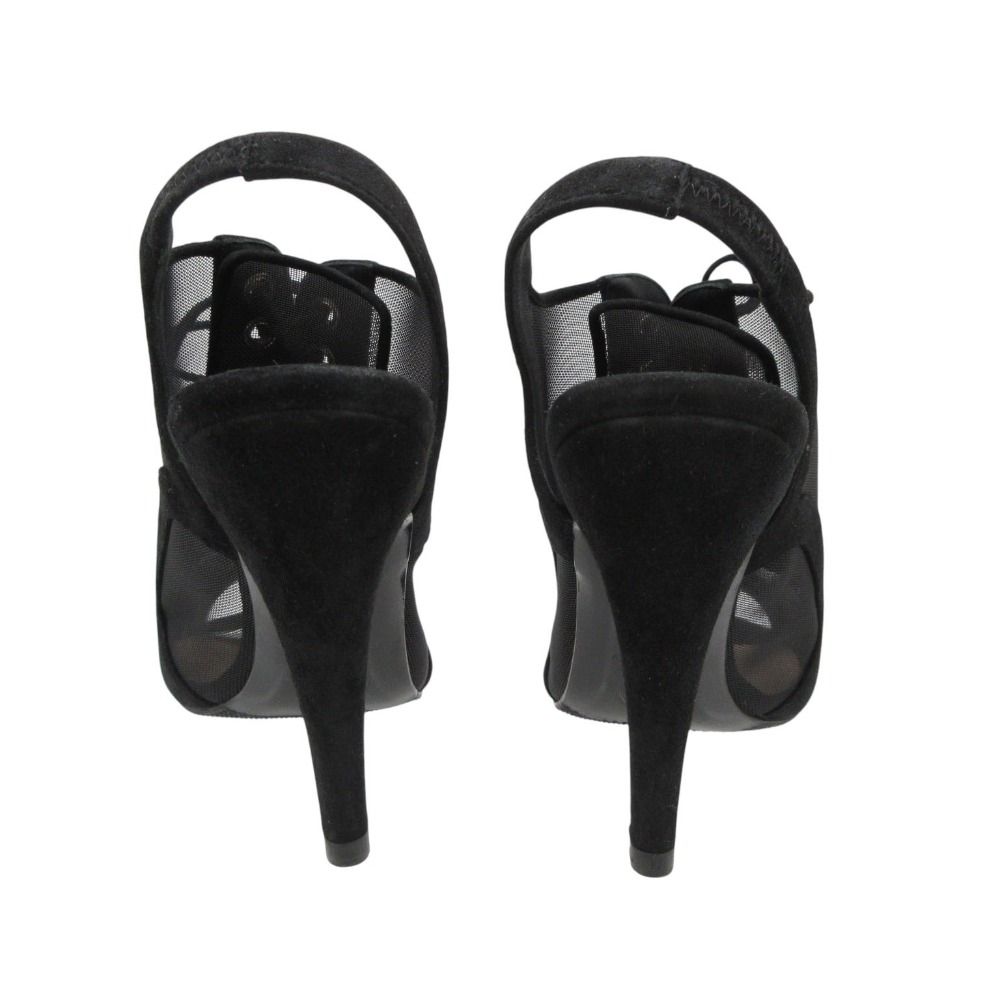 Chanel Sandals CC Logo Mesh Sling Back High Heels Shoes Mules Black 34 2 1 — view 8