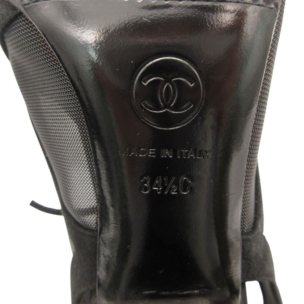 Chanel Sandals CC Logo Mesh Sling Back High Heels Shoes Mules Black 34 2 1 — view 6