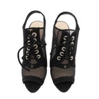 Chanel Sandals CC Logo Mesh Sling Back High Heels Shoes Mules Black 34 2 1 — view 3